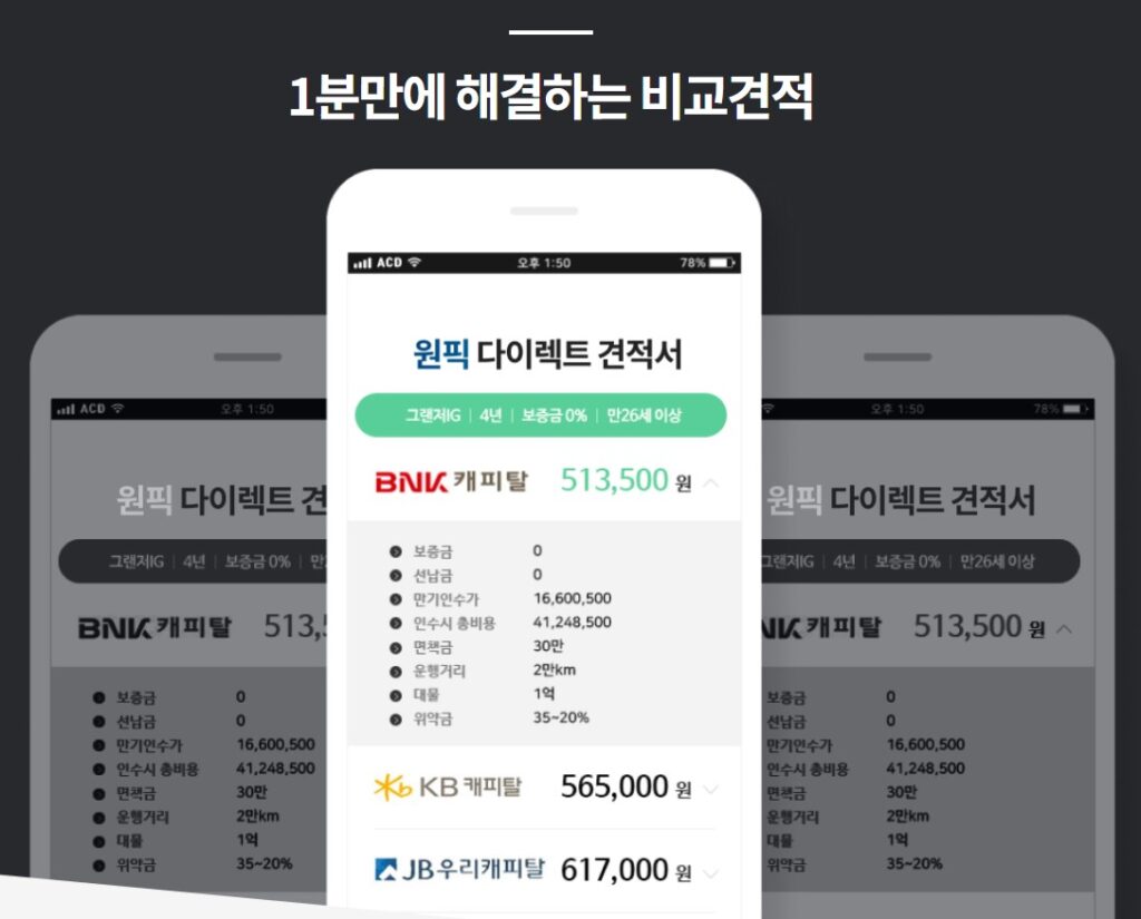 원픽 장기렌트 가격